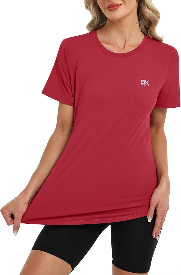 BKRIVE Workout Tops for Women UPF 50+ Quick Dry Shirts (S-3XL) | Ideal for Hiking, Yoga, Running, Gym workouts, Pilstes, Tennis & Travel. Lightweight, Breathable & Moisture wicking