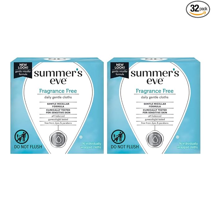 Summers Eve Cleansing Cloths 16 Count Fragrance-Free (2 Pack)