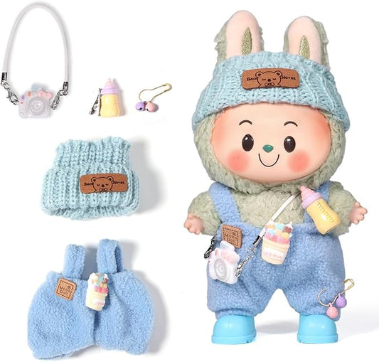 AICase for 17cm Doll Clothes/Outfit,Clothing Set for 17cm Doll,3 Piece Set Hat Clothing,Boys and Girls Stylish Adorable Clothes Accessories_Blue-15