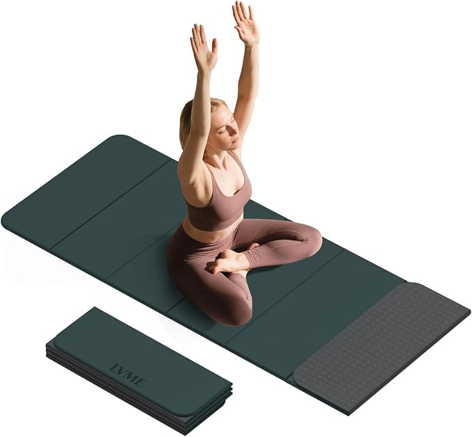 Foldable Yoga Mat 0.32 inches Thick(8mm), SGS Certified POE Material | Non Slip, 71 x 24 inches, Foldable for Travel, Pilates, Camping, Environmental Sports Mat, Odorless