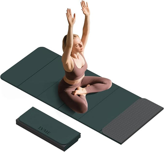 Foldable Yoga Mat 0.32 inches Thick(8mm), SGS Certified POE Material | Non Slip, 71 x 24 inches, Foldable for Travel, Pilates, Camping, Environmental Sports Mat, Odorless