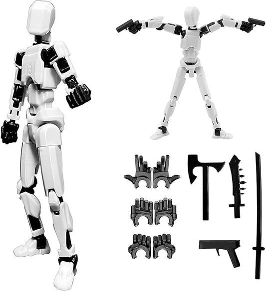 2025 New Titan 13 Action Figure,Nova 13 Action Figure 3D Multi Jointed Action Figures,Dummy Robot 13 Action Figures for Collectors Desktop Decorations (White-1PC)