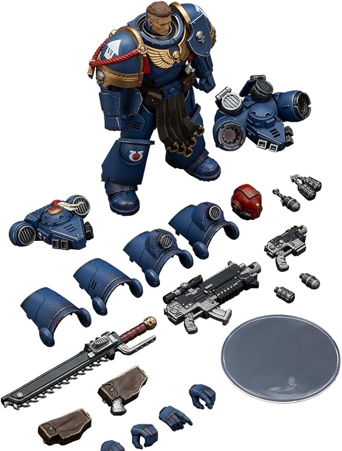 JOYTOY 1/18 Action Figure Warhammer40K Ultramarines Brother Chairon-Sergeant Gadriel-Lieutenant Titus-Collectors Edition 3PCS Collection Model Birthday Gifts