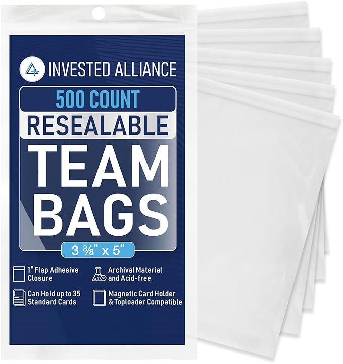 Invested Alliance Resealable Set Team Bags for Trading Cards | Ultra, TCG, Baseball, Sports Card Team Bags Sleeves. Fits Top loaders, Magnetic & Semi Rigid Holders. High Clarity Sleeves.