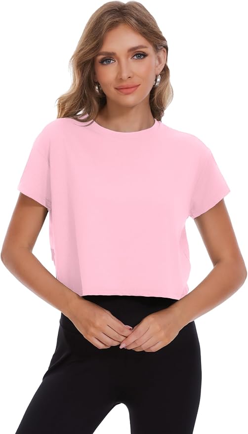 Dalavch 4/6 Pack Women's Crop Top Short Sleeve Athletic Workout Loose Fit | Sports, Exercise, Yoga, Running, Hiking, Gym, Boxy, Baggy, Casual, Tees, Activewear, Cropped, T-Shirts