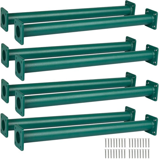 Barcaloo Playground Equipment Monkey Bars Playset Attachment for Backyard - Set of 8 Green Powder Coated Indoor Monkey Bars Set for Kids with Mounting Plates, 16 1/2 Inches Long