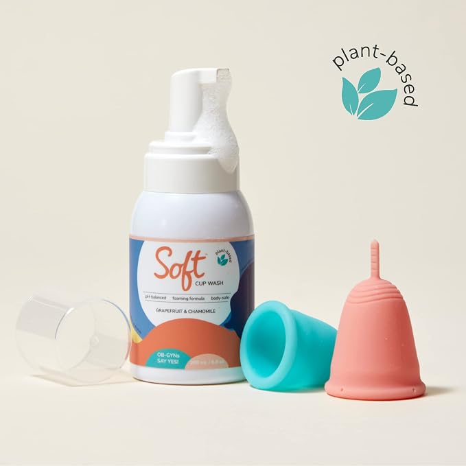 Soft Cup Wash | Menstrual Cup Cleanser for Silicone Period Cups | 6.8 oz | pH-Balanced | Feminine Wash | Body-Safe | Infused with Grapefruit and Chamomile