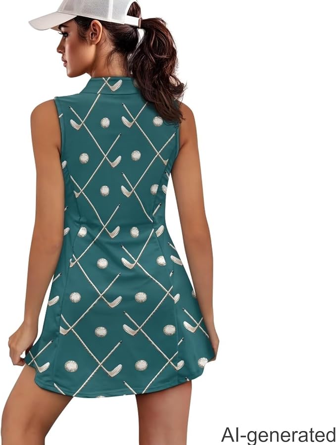 Golf Dress Tennis Dresses for Women with Built in Shorts and Pockets Sleeveless Athletic Dress Workout Dress