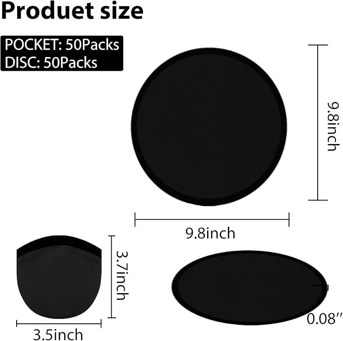Foldable Flying Disc Fans Set with Bags, 9.8 Inch Black Egde Fabric Beach Flying Disc for Wedding Gift Party Favors Outdoor Activity