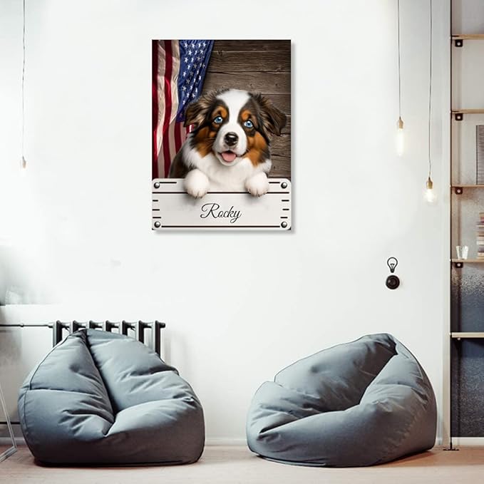 Custom Wooden Jigsaw Puzzles with Your Dog's Name on Miniature American Shepherd Art Print - 300 500 1000PCS Puzzles Game and Home Wall Decor