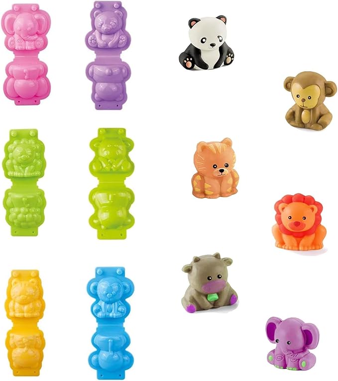 Unleash Creativity with 6 Unique Animal Molds Dough Toys Dough Accessories Set Whit 5 Bright Color .Ideal as a Gift for Kids Aged 3-4-8 Years