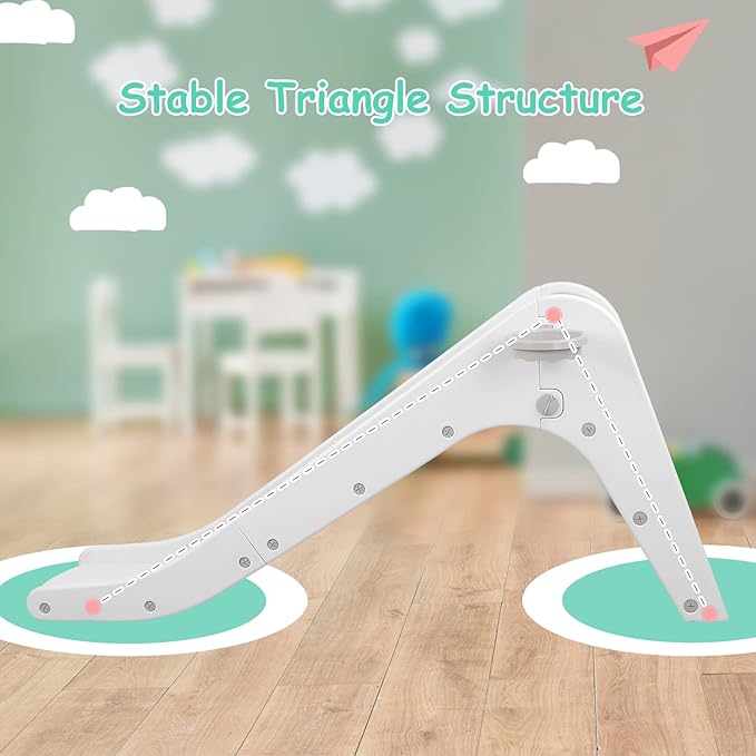 Arlopu Freestanding Kids Slide, Toddler Slide Climber with Basketball Hoop & Ball, Baby Playset w/Long Slope, for Boys and Girls Birthday, Sturdy Playground Toy for Indoor Outdoor (Grey White)