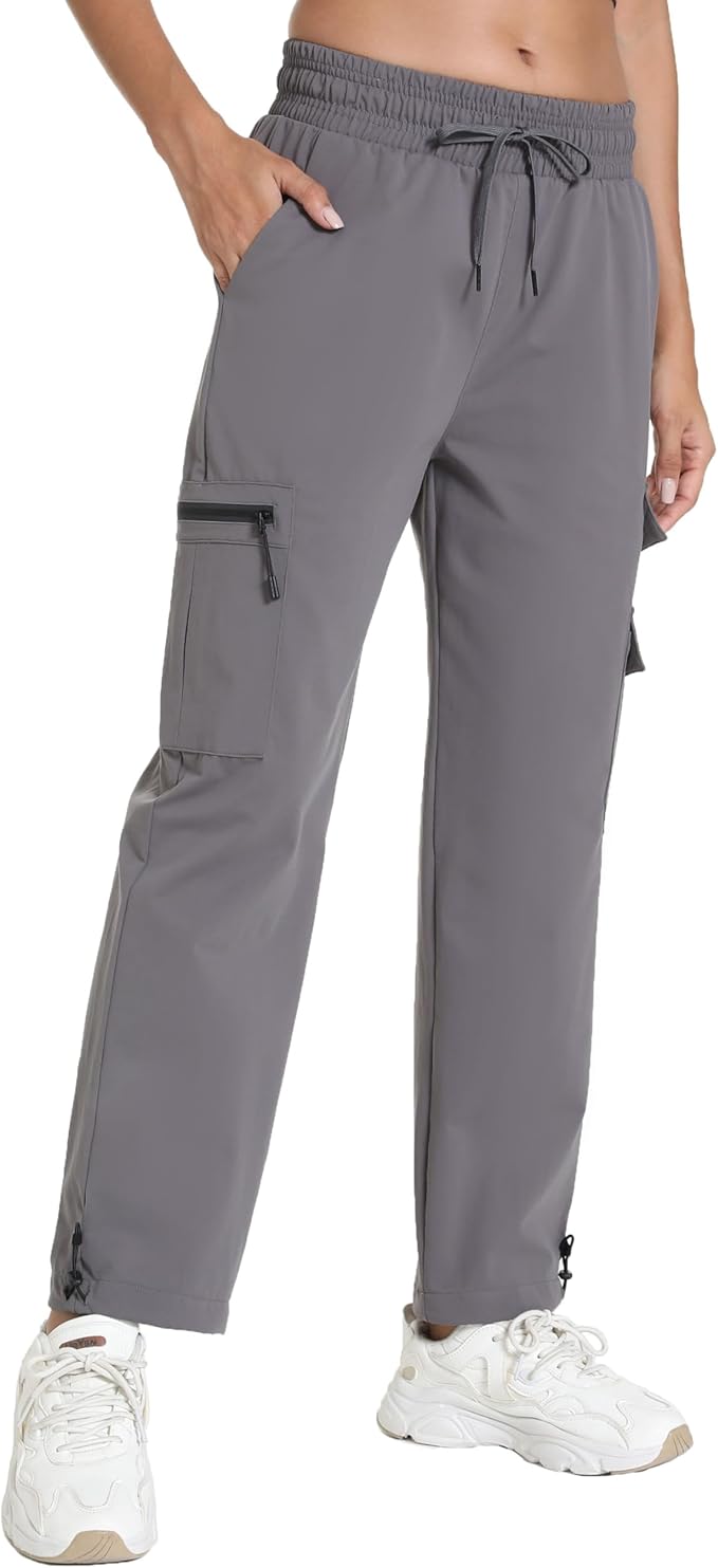 Rrosseyz Women's Hiking Pants with Pockets - Lightweight Water Resistant Joggers Cargo Pants for Casual Travel Golf Outdoor
