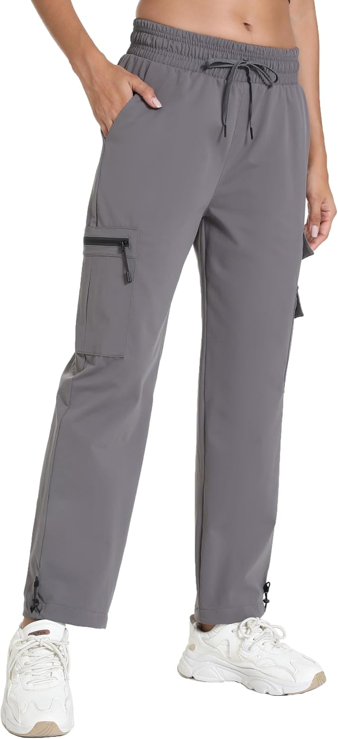 Rrosseyz Women's Hiking Pants with Pockets - Lightweight Water Resistant Joggers Cargo Pants for Casual Travel Golf Outdoor