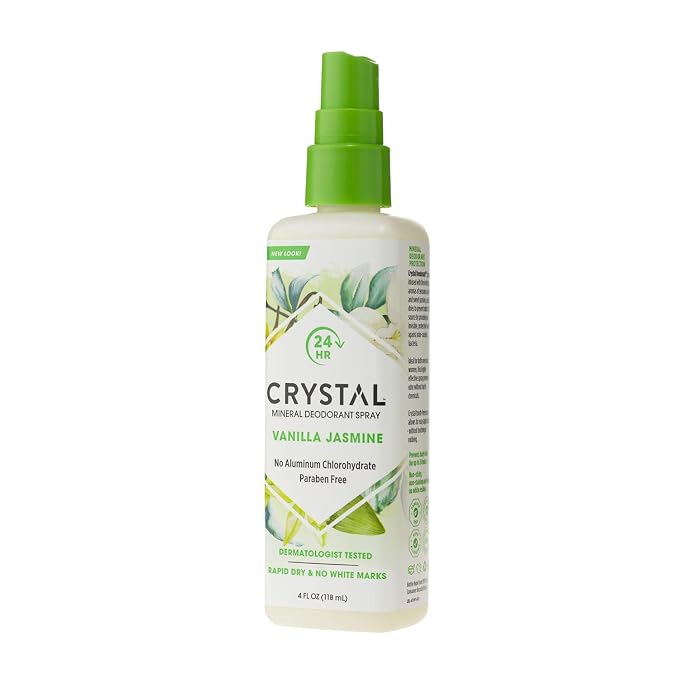 CRYSTAL Deodorant Mineral Deodorant Spray, Vanilla Jasmine, 4.0 oz, White (41991) (Pack of 2)