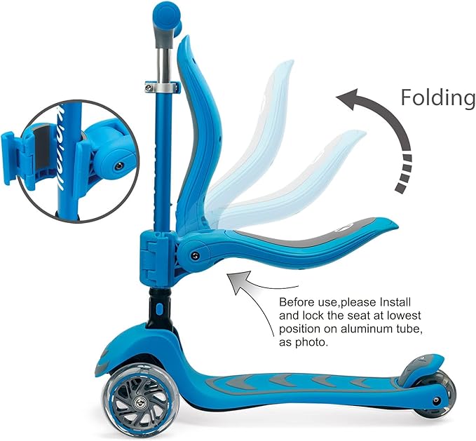 Kicknroll 3-Wheel Scooter for Kids Ages 3-12 with Light-Up Wheels, Folding Design, Adjustable Height, Extra Wide Deck (110 lbs Max)
