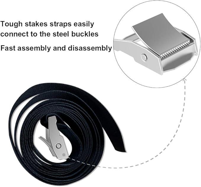 EURMAX USA Windproof Trampoline Stakes Anchor Kit-4pcs Steel Corkscrew Anchor,Heavy Duty Tie Down Kit with T-Hook&Reinforced Safety Straps,Secure Weatherproof Protection for Trampolines,Tents&Playsets