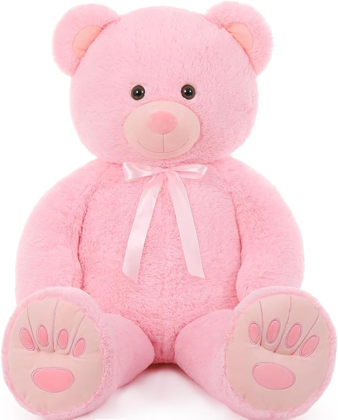 MorisMos Giant Teddy Bear, 51in Life Size Cuddly Plush for Baby Shower, Birthday, Valentine (Pink)