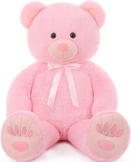 MorisMos Giant Teddy Bear, 51in Life Size Cuddly Plush for Baby Shower, Birthday, Valentine (Pink)