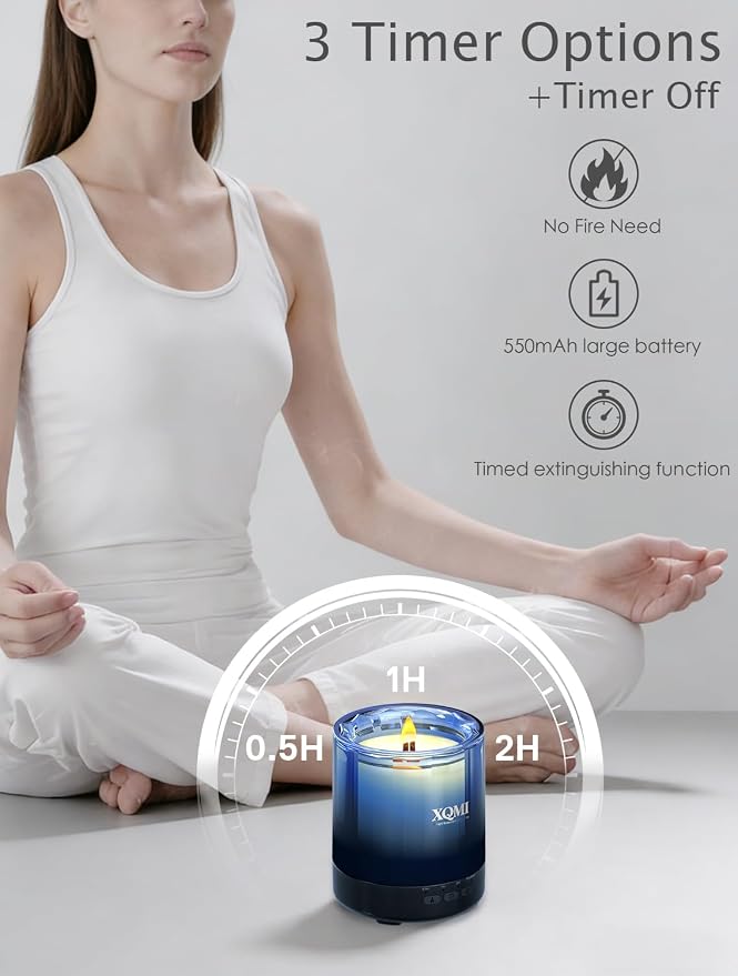 Smart Scented Candle with Timer,One-Touch Ignition & Extinguish with Remote, Natural Soy Wax Birthday Gifts for Women Mom, House Warming Gifts New Home Decor(Blue Sky Series)
