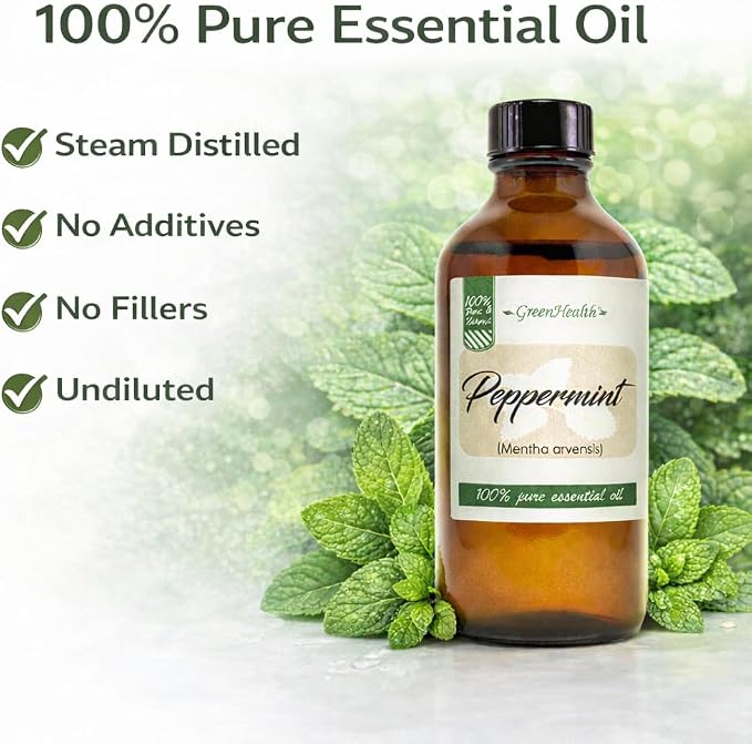 Peppermint Essential Oil - 4 fl oz - 100% Pure Essential Oil - GreenHealth