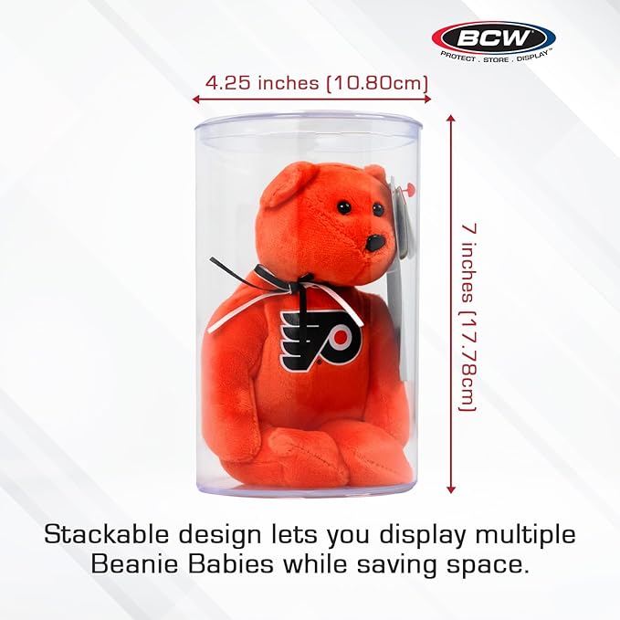 BCW Cylinder Beanie Baby Display Case - Stackable Clear Polystyrene