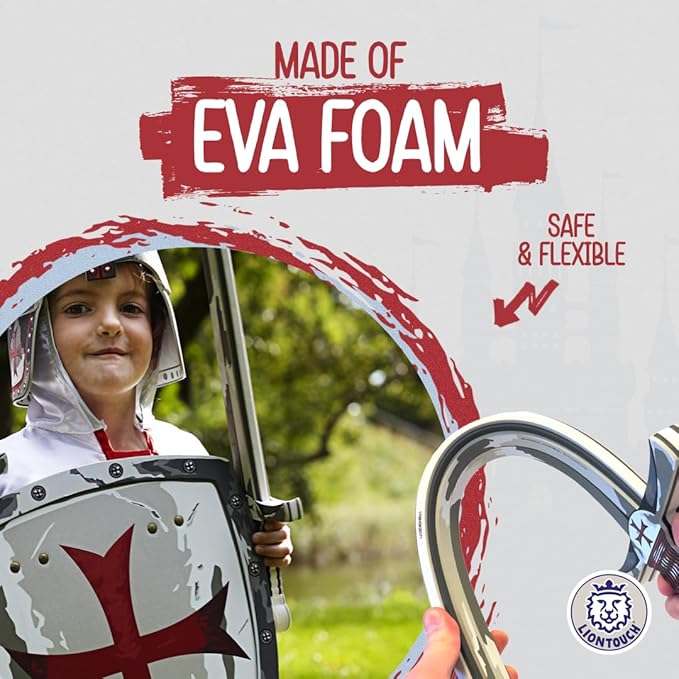 Liontouch - Maltese Crusader Knight Foam Sword & Shield – for Kids Aged 3-8 Years | Medieval Pretend Play Set with Red Cross | Safe Toy Weapon & Battle Accessory for Dress Up & Costumes for Boys