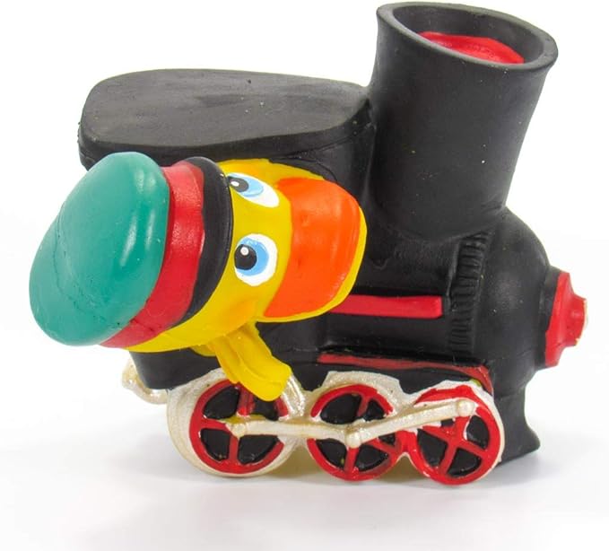Train Conductor Rubber Duck Bath Toy | All Natural, Organic, Eco Friendly, Squeaker | Imported from Barcelona, Spain