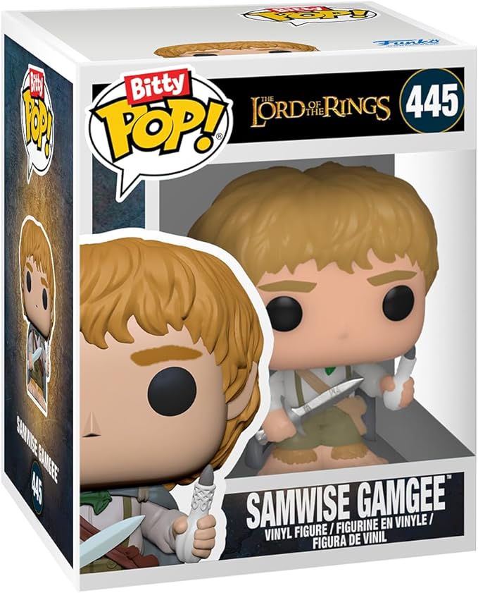 Funko Bitty POP! Lord of the Rings - Samwise, 4-Pack and A Surprise Mystery Mini Figure - 0.9 Inch (2.2 Cm) - Lord of the Rings Collectable - Stackable Display Shelf Included - Gift Idea