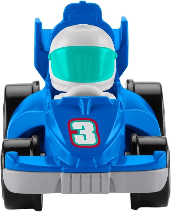 Fisher-Price Little People Wheelies Race Car - GMJ21 ~ Blue #3 Grand Prix Racer