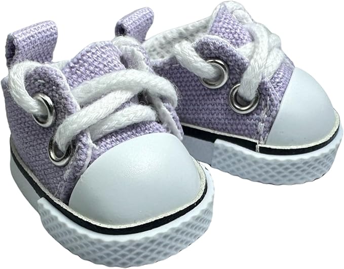 17cm Dolls Shoes, Lace-Up Canvas Sneakers Mini Shoes for 17cm Dolls, Fingerboard Shoes, Mini Finger Shoes, Clothing Accessory for 6.7in Dolls (1 Pair of Purple)