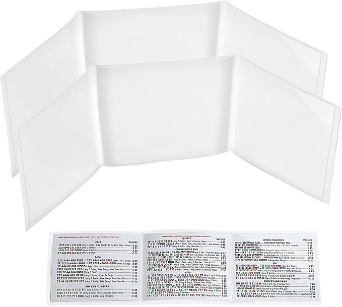 2025 Mahjong Card Sleeve, 2PCS Mahjong Card Protector Cover Clear Plastic Sleeves for Mah Jongg Scorecard Durable Mah Jong Gifts Suit for Large Print Size 6 1/8" x4 3/4"(80% Transparent)