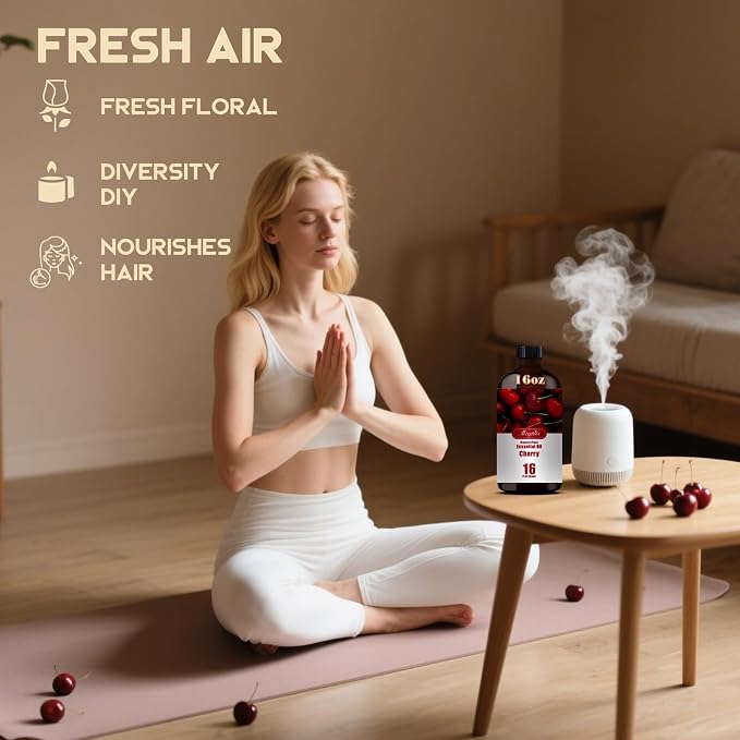 Cherry Essential Oil, Cherry Oil for Diffuser, Humidifier, DIY Candle, Soap, Sweet Scent, Home, Office, Gift Ready,Cherry Fragrance Oil – MLYNKL Essential Oils (16.33 fl oz / 490ml)