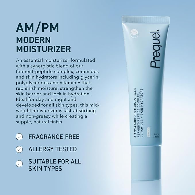 Prequel Skin AM/PM Modern Moisturizer – Hydrating Face Cream with Peptides, Ceramides & Glycerin for Dry, Sensitive, or Combination Skin – Non-Greasy Moisturizer for Barrier Support (Pack of 2)