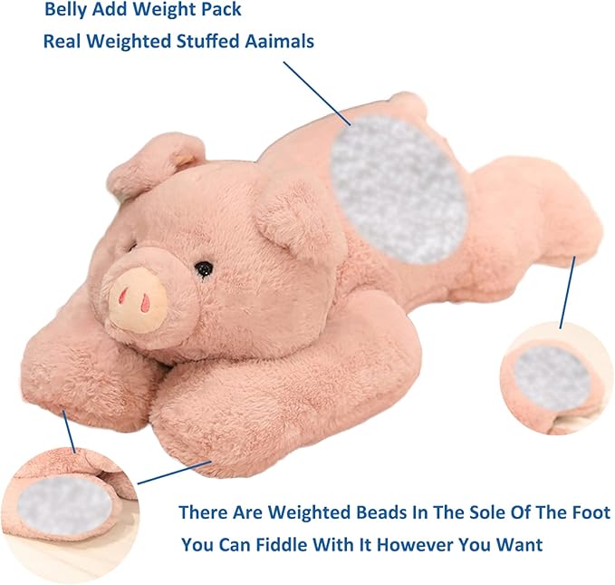 Weighted Stuffed Animals, Weighted Pig Stuffed Animal Toy Pig Plush Animals Throw Pillow Gifts for Boys Girls, 11.8 inch