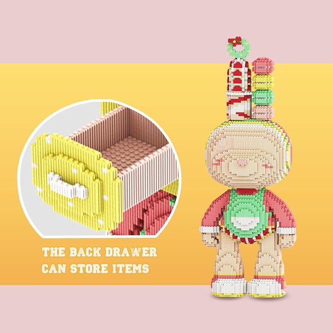 DAHONPA Animal Dessert Macaron Rabbit Micro Building Blocks Set with Storage Drawer (8800PCS), Gift for Adults and Kids