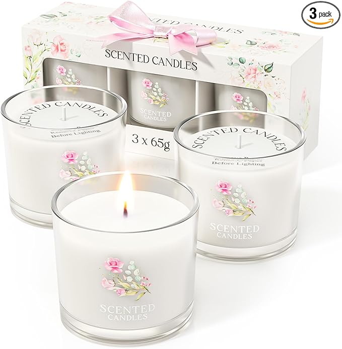 CHILLFLAME Scented Candle Gifts for Women, Candles Gift Set for Her, 3 Scented Candles for Mom, Teacher, Birthday Gifts for Women/Men (White, 7 oz)