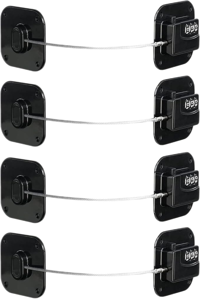 Child Safety Cabinet Locks,Drawer Locks with Combination Closet Lock,Fridge Lock,Child Proof Refrigerator Lock,Child Lock(Black 4Pcs)