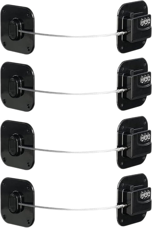 Child Safety Cabinet Locks,Drawer Locks with Combination Closet Lock,Fridge Lock,Child Proof Refrigerator Lock,Child Lock(Black 4Pcs)
