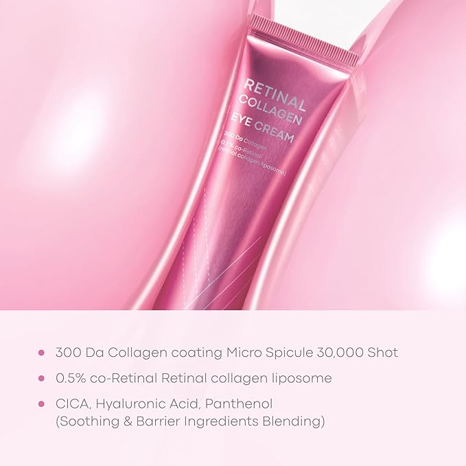 Retinal Collagen Eye Cream - Korean Advanced Vitamin A for Anti-aging for delicate care with Collagen Spicule, Cica, Hyaluronic Acid, Panthenol |1.01 fl.oz / 30 ml