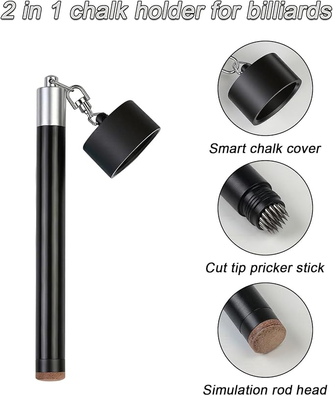 LAKE OF FIRE Pool Cue Chalk Holder – 2-in-1 Billiard Accessory with Pool Chalk Holder & Cue Tip Tool