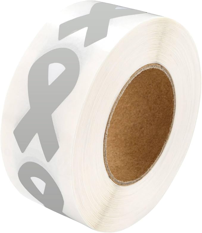 250 Small Gray Ribbon Awareness Stickers - Perfect for Parkinson’s Disease, Brain Cancer, Asthma, Allergy, Diabetes Awareness, Events Decoration and Fundraisers