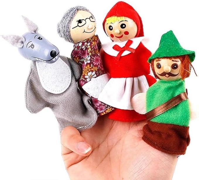 Little Red Riding Hood Finger Puppet Set, 4Pcs Storytelling Toy for Kids & Preschool, Party Favors & Parent-Child Play (Includes Little Red Riding Hood, Big Bad Wolf, Grandmother & Hunter)