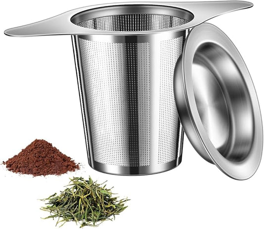 Tea Infuser for Loose Leaf Tea, 18/8 Stainless Steel Loose Leaf Tea Steeper with Drip Tray, Extra Fine Mesh Tea Strainer Diffuser 1Pack