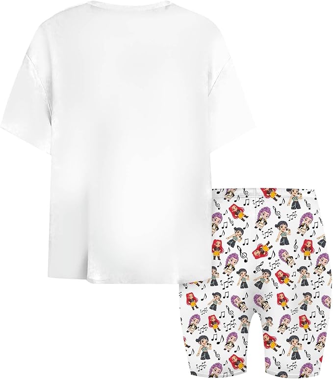 K-POP DEM0N Hunters Outfits for Girls, 2 Piece T-Shirts and Apparel Sets Birthday Gift