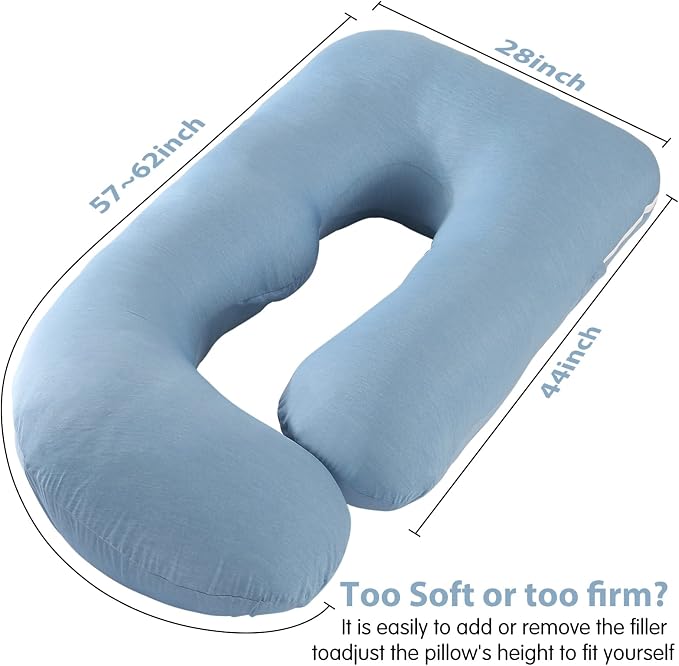 Elover Cooling Pregnancy Pillows for Sleeping, U Shaped Full Body Pillow with Removable Cover, Pregnant Women Must Haves,Maternity Essential,Blue