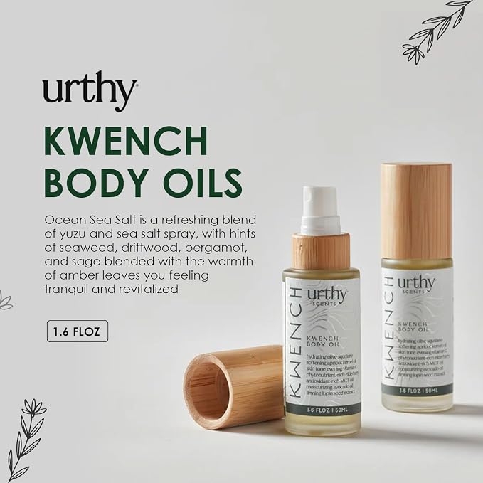 Body Oil, Organic Avocado and Sunflower Oil, Body Oil for Sensitive Skin, Hydrating and Moisturizing Botanical Oil, Body Massage Oil for Radiant and Healthy Glow (1.6 Fl Oz, Ocean Sea Salt)