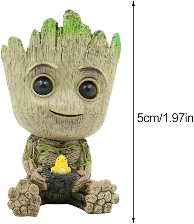 Mini Tree Men Figurine Miniature Model Home Accessories Decompression Artefact Kids (Bird Nest Model)