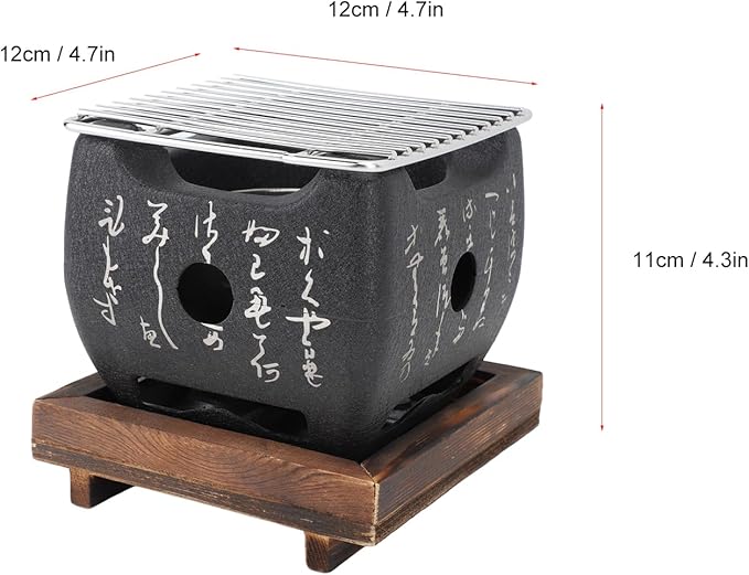 Topyond Japanese Charcoal Grill, Portable BBQ Stove(6.5x5.7in) | Hibachi & yakitori grill，heat-resistant fast heating BBQ stove, portable hibachi grill for yakiniku, robata,outdoor cooking