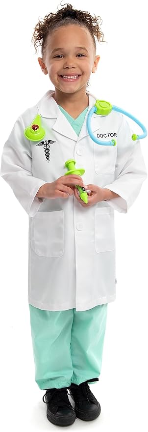 Little Adventures Doctor Dress Up Costume - Machine Washable Child Pretend Play and Party Outfit with No Glitter